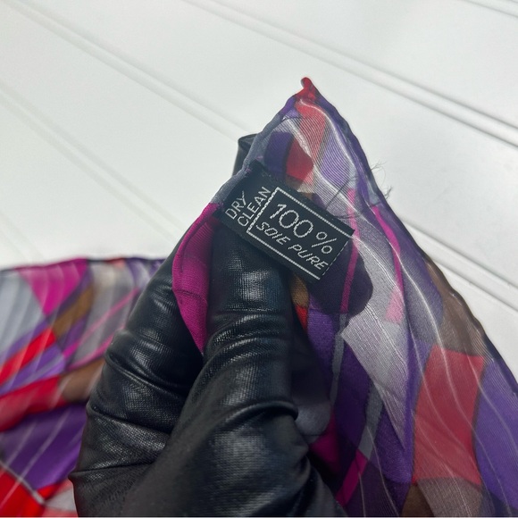 Givenchy Multi-Colored Red, Brown and Purple Silk Vintage Scarf - Picture 10 of 13